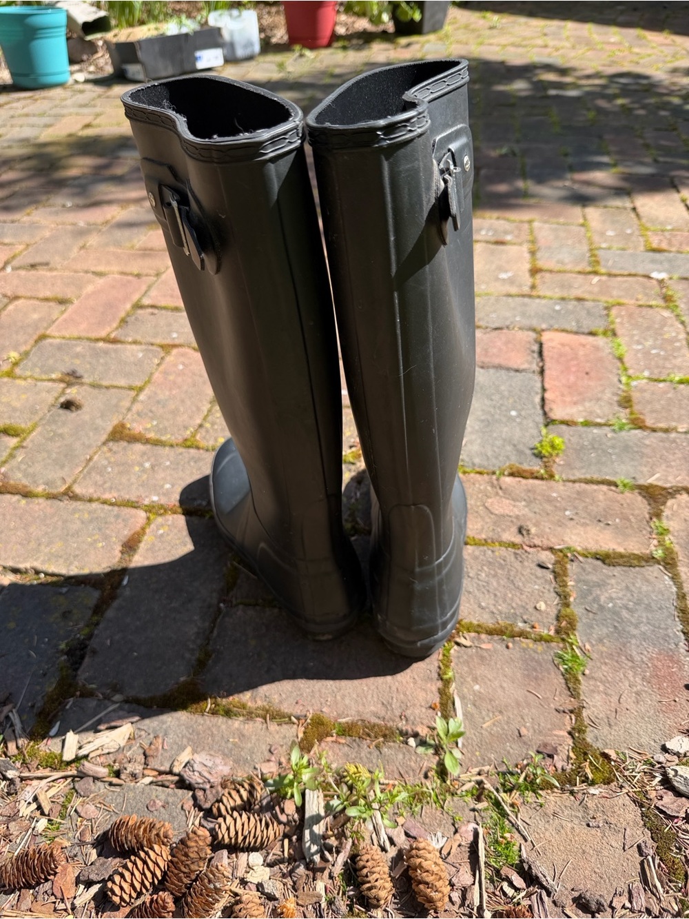 Hunter Original Matte Black Tall Rain Boots with Buckle Detail Women’s Size 6 - Picture 5 of 10